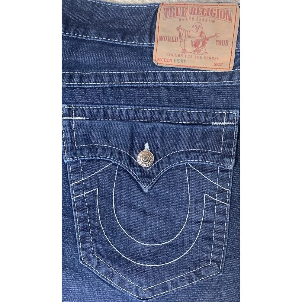 True Religion Jeans Mens Ricky Size 38 X 33 Blue 100%‎ Cotton Made In USA